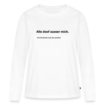 Démocratie - T-shirt manches longues Premium bio Femme - blanc - Devant - Julia (174cm)