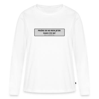 Autocollant wc  - T-shirt manches longues Premium bio Femme - blanc - Devant - Julia (174cm)