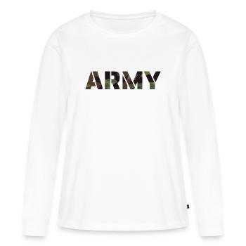 Motif de camouflage ARMY Text UK - T-shirt manches longues Premium bio Femme - blanc - Devant - Julia (174cm)