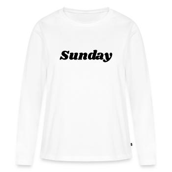 Dimanche – Lettrage noir - T-shirt manches longues Premium bio Femme - blanc - Devant - Julia (174cm)