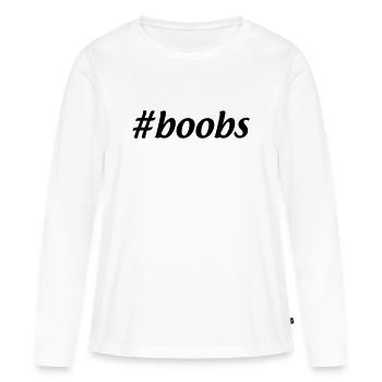 #boobs - Women's Premium Organic Long Sleeve Shirt - white - Front - Julia (174cm)