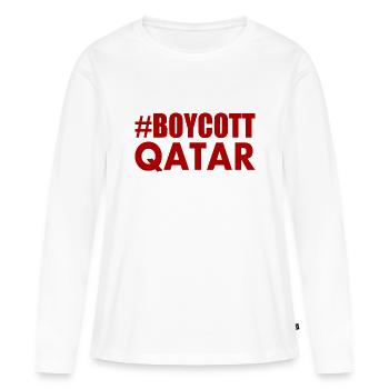 Boycott qatar - T-shirt manches longues Premium bio Femme - blanc - Devant - Julia (174cm)