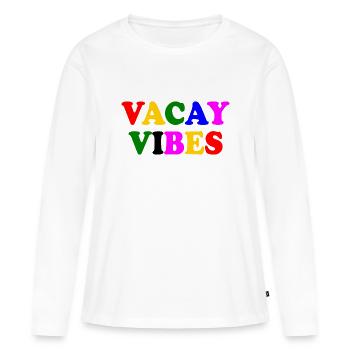Vacay vibes - T-shirt manches longues Premium bio Femme - blanc - Devant - Julia (174cm)
