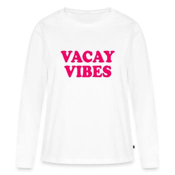 Vacay vibes - T-shirt manches longues Premium bio Femme - blanc - Devant - Julia (174cm)