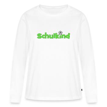Schulkind mit Fußballball - Frauen Premium Bio Langarmshirt - Weiß - Vorne - Julia (174cm)