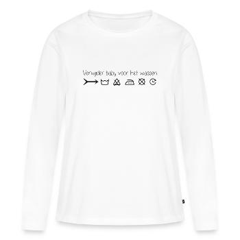 Retirer du nourrisson avant le lavage - T-shirt manches longues Premium bio Femme - blanc - Devant - Julia (174cm)