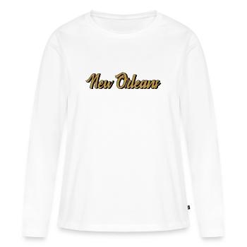 Écriture vintage Gold de La Nouvelle-Orléans - T-shirt manches longues Premium bio Femme - blanc - Devant - Julia (174cm)
