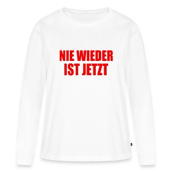 Nie wieder ist jetzt - Frauen Premium Bio Langarmshirt - Weiß - Vorne - Julia (174cm)