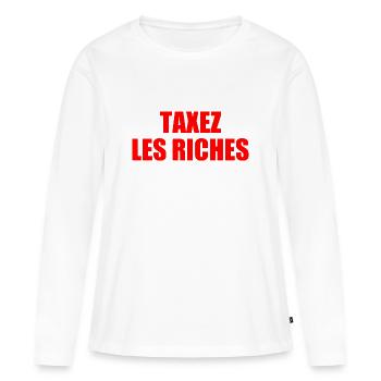 taxez les riches - T-shirt manches longues Premium bio Femme - blanc - Devant - Julia (174cm)