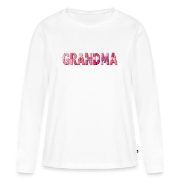Grandmother Pink Plaid Letters Patchwork - Women's Premium Organic Long Sleeve Shirt - white - Front - Julia (174cm)