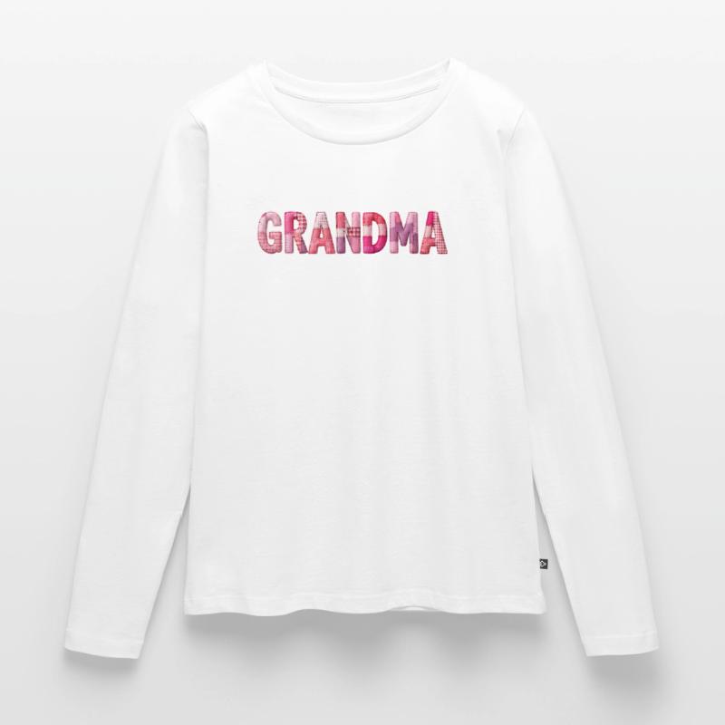 Großmutter Pink Plaid Buchstaben Patchwork Frauen Premium Bio Langarmshirt