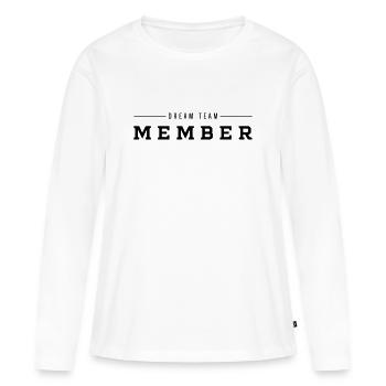 Membre de la Dream Team Typographie minimaliste - T-shirt manches longues Premium bio Femme - blanc - Devant - Julia (174cm)