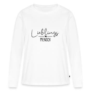 Lieblingsmensch Handschrift - schwarz - Frauen Premium Bio Langarmshirt - Weiß - Vorne - Julia (174cm)
