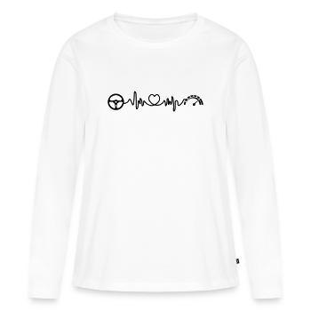 Cardio-Herzfrequenz eines Sportwagens mit Tacho - Frauen Premium Bio Langarmshirt - Weiß - Vorne - Julia (174cm)