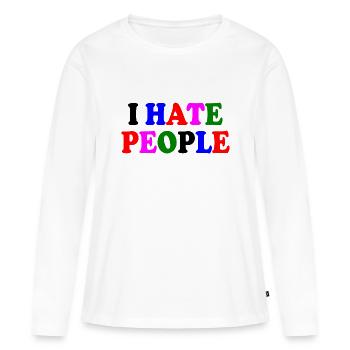 I hate people - Frauen Premium Bio Langarmshirt - Weiß - Vorne - Julia (174cm)