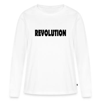 REVOLUTION - Frauen Premium Bio Langarmshirt - Weiß - Vorne - Julia (174cm)