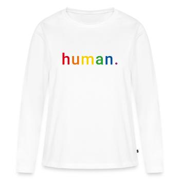 Human Rainbow Human Rights LGBTQ - T-shirt manches longues Premium bio Femme - blanc - Devant - Julia (174cm)