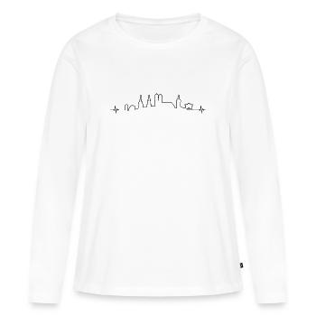 Herz Herzschlag München Bayern Denkmal Silhouette - Frauen Premium Bio Langarmshirt - Weiß - Vorne - Julia (174cm)