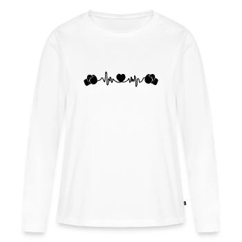 Boxe de fréquence cardiaque - T-shirt manches longues Premium bio Femme - blanc - Devant - Julia (174cm)