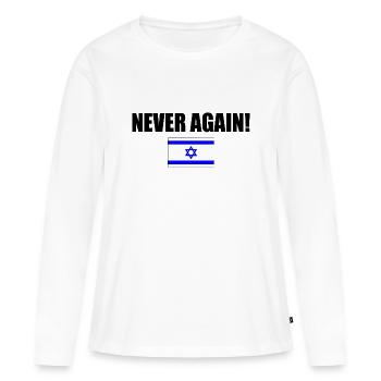 Never again - israel - Frauen Premium Bio Langarmshirt - Weiß - Vorne - Julia (174cm)