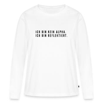 Je ne suis pas un alpha, je suis réfléchi | Minimaliste - T-shirt manches longues Premium bio Femme - blanc - Devant - Julia (174cm)
