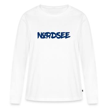 Mer du Nord - mer de Wadden - Marées - mer d’Allemagne - T-shirt manches longues Premium bio Femme - blanc - Devant - Julia (174cm)