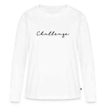 Challenge v1 - T-shirt manches longues Premium bio Femme - blanc - Devant - Julia (174cm)