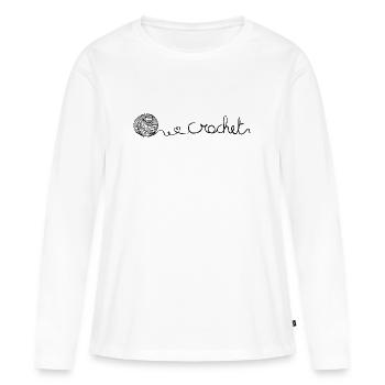 Häkel Liebe – Garnknäuel Line Art Design - T-shirt manches longues Premium bio Femme - blanc - Devant - Julia (174cm)