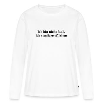 Je ne suis pas paresseux, j’étudie efficacement - T-shirt manches longues Premium bio Femme - blanc - Devant - Julia (174cm)