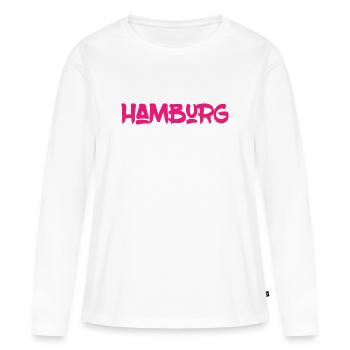 Hambourg - Ville hanséatique - Alster - Elbe - Port - T-shirt manches longues Premium bio Femme - blanc - Devant - Julia (174cm)