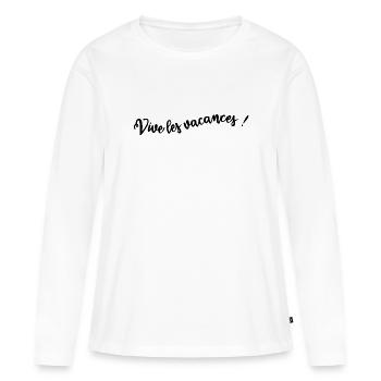 MAÎTRESSE. MAITRE. MERCI. MERCI MAÎTRESSE - T-shirt manches longues Premium bio Femme - blanc - Devant - Julia (174cm)