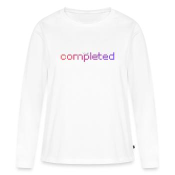 Déjà terminé ! - T-shirt manches longues Premium bio Femme - blanc - Devant - Julia (174cm)
