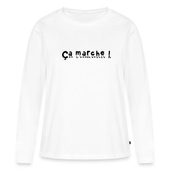 Ça marche ! - T-shirt manches longues Premium bio Femme - blanc - Devant - Julia (174cm)