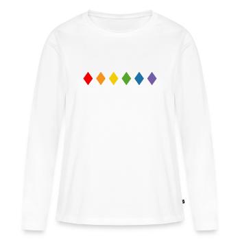 Losange arc-en-ciel - T-shirt manches longues Premium bio Femme - blanc - Devant - Julia (174cm)