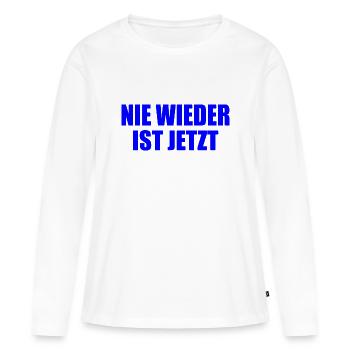 Nie wieder ist jetzt - Frauen Premium Bio Langarmshirt - Weiß - Vorne - Julia (174cm)
