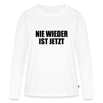 Nie wieder ist jetzt - Frauen Premium Bio Langarmshirt - Weiß - Vorne - Julia (174cm)