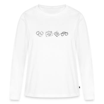 L’essentiel des vacances à la plage - T-shirt manches longues Premium bio Femme - blanc - Devant - Julia (174cm)