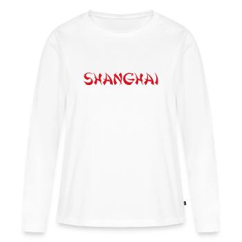 SHANGHAI - T-shirt manches longues Premium bio Femme - blanc - Devant - Julia (174cm)