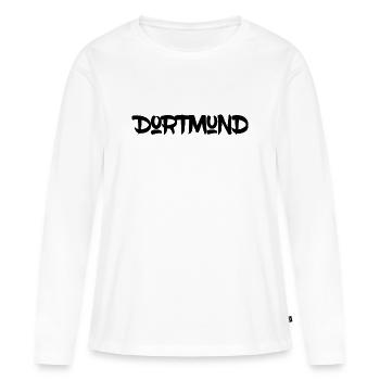 Dortmund - Ruhrpott - NRW - Zeche - Zollverein - Frauen Premium Bio Langarmshirt - Weiß - Vorne - Julia (174cm)