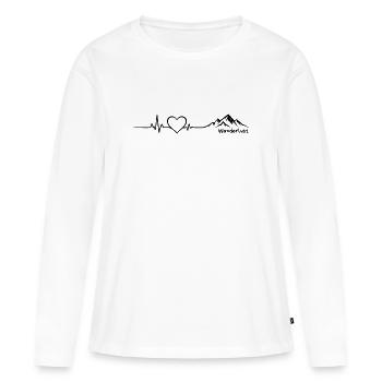 Randonnée montagneuse Wanderlust - T-shirt manches longues Premium bio Femme - blanc - Devant - Julia (174cm)