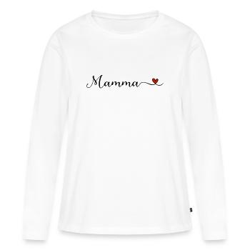 Mamma Herz Schriftzug - Frauen Premium Bio Langarmshirt - Weiß - Vorne - Julia (174cm)