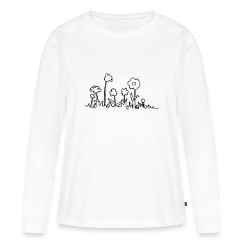 prairie fleur - T-shirt manches longues Premium bio Femme - blanc - Devant - Julia (174cm)
