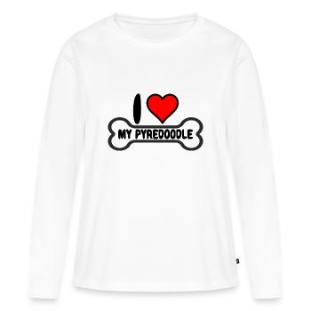 Pyredoodle standard J’aime mon - T-shirt manches longues Premium bio Femme - blanc - Devant - Julia (174cm)