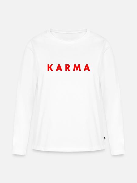 Karma - Frauen Premium Bio Langarmshirt - Weiß
