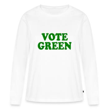 Vote green - T-shirt manches longues Premium bio Femme - blanc - Devant - Julia (174cm)