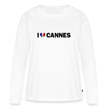 J’adore Cannes France - T-shirt manches longues Premium bio Femme - blanc - Devant - Julia (174cm)