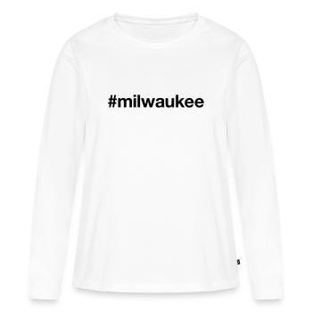 MILWAUKEE Hashtag Wisconsin - T-shirt manches longues Premium bio Femme - blanc - Devant - Julia (174cm)