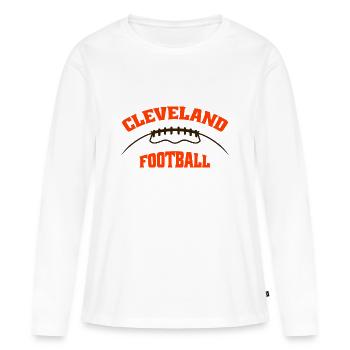 Cleveland Football - T-shirt manches longues Premium bio Femme - blanc - Devant - Julia (174cm)