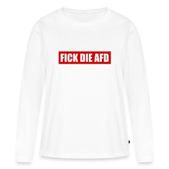 Fick die afd - Frauen Premium Bio Langarmshirt - Weiß - Vorne - Julia (174cm)