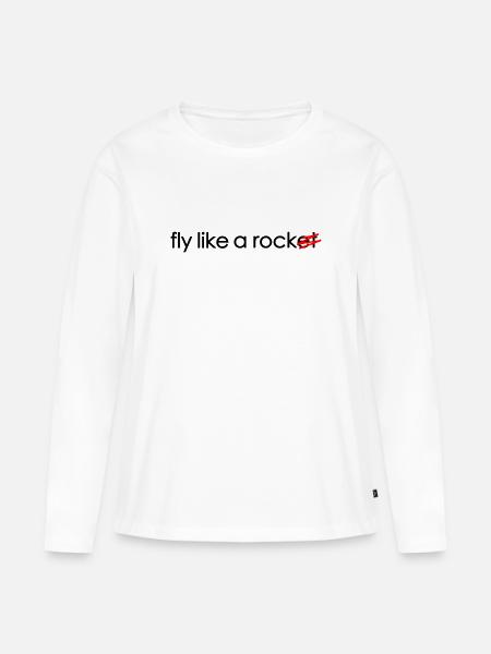 fly like a rocket - Frauen Premium Bio Langarmshirt - Weiß